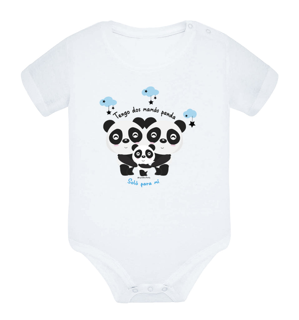 Body algodón - Dos mamás panda - Azul - My Rainbow Family - Boutique homoparentalité