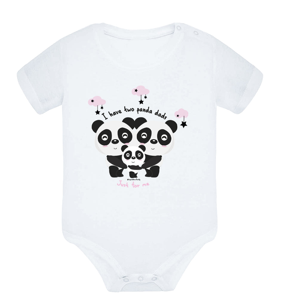 Body cotton - Two panda dads - Pink - My Rainbow Family - Boutique homoparentalité