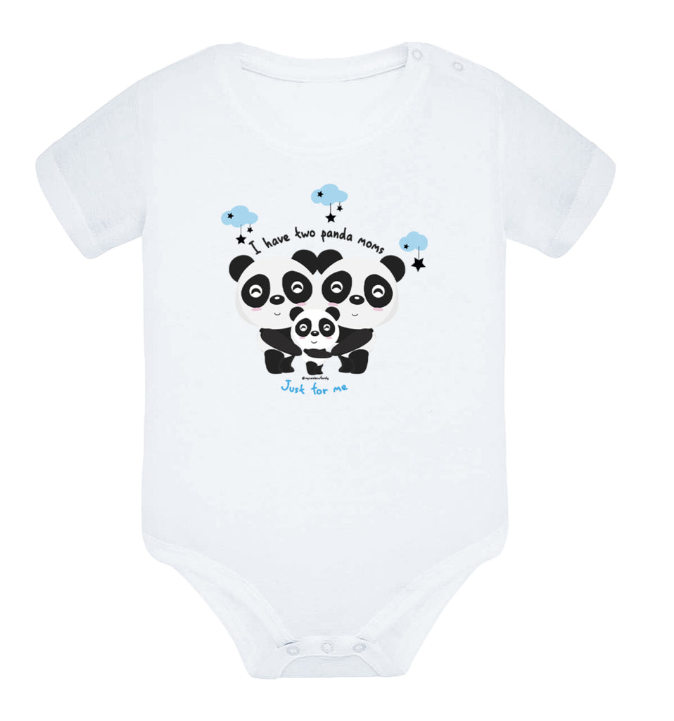 Body cotton - Two mother pandas - Blue - My Rainbow Family - Boutique homoparentalité