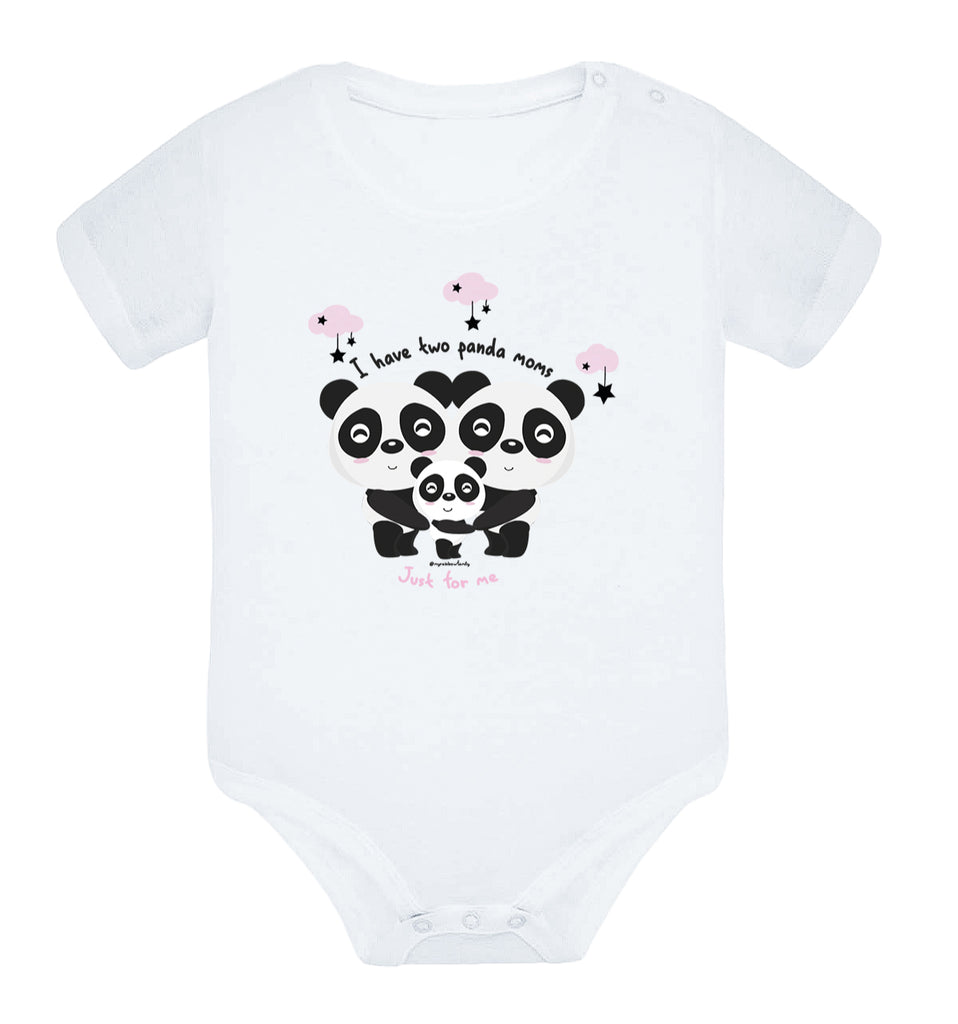 Body cotton - Two mother pandas - Pink - My Rainbow Family - Boutique homoparentalité