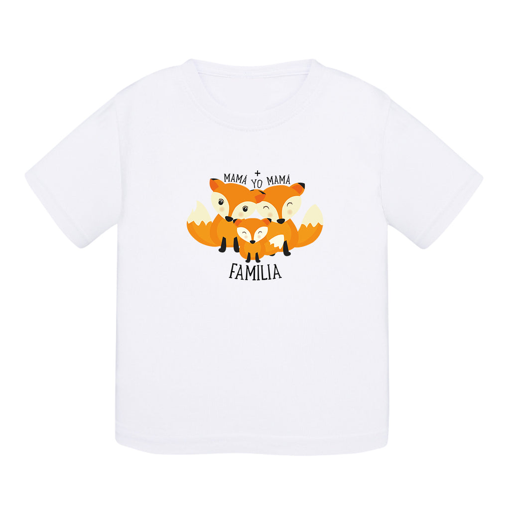 Camiseta bebé algodón - Familia Fox, dos mamás