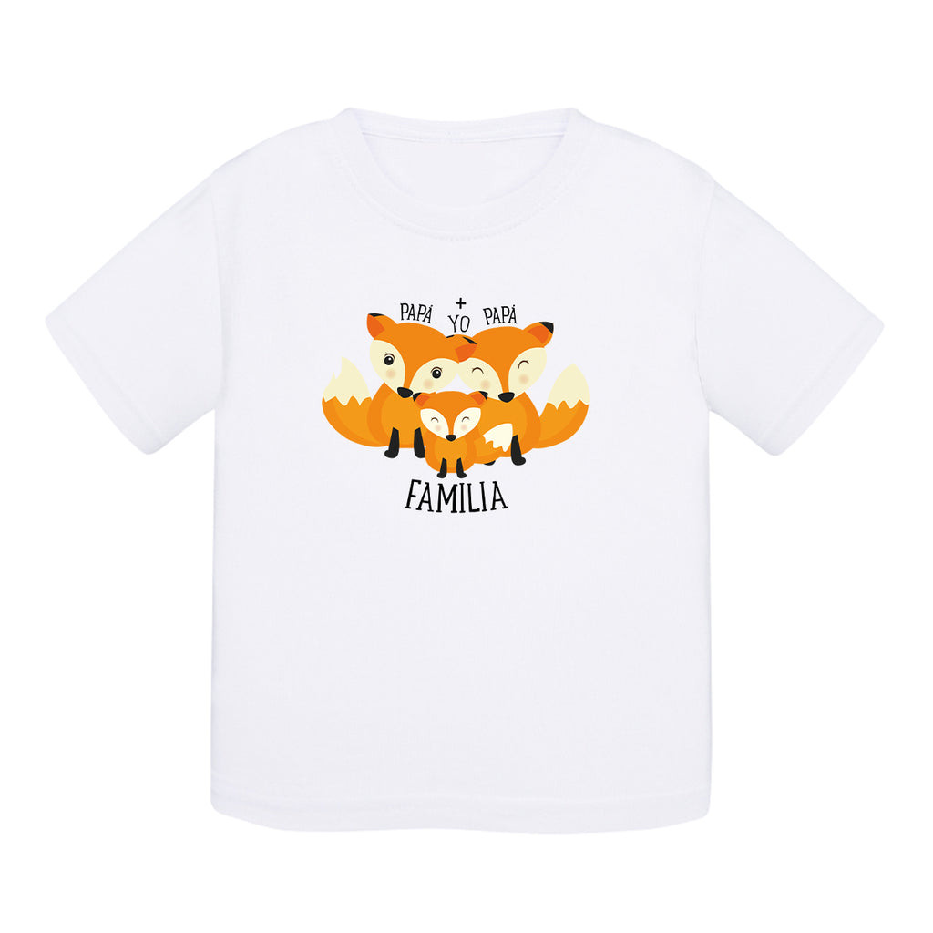 Camiseta bebé algodón - Familia Fox, dos papás