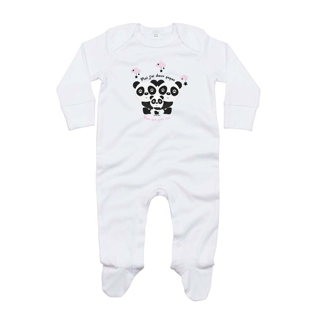 Pyjama coton bio - Deux papas pandas - Rose - My Rainbow Family - Boutique homoparentalité