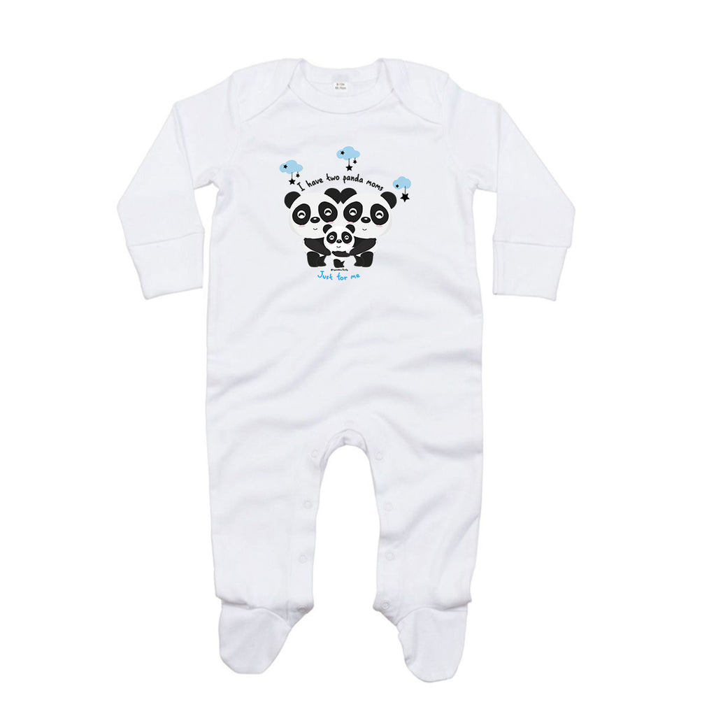 Pyjamas organic cotton - Two mother pandas - Blue - My Rainbow Family - Boutique homoparentalité