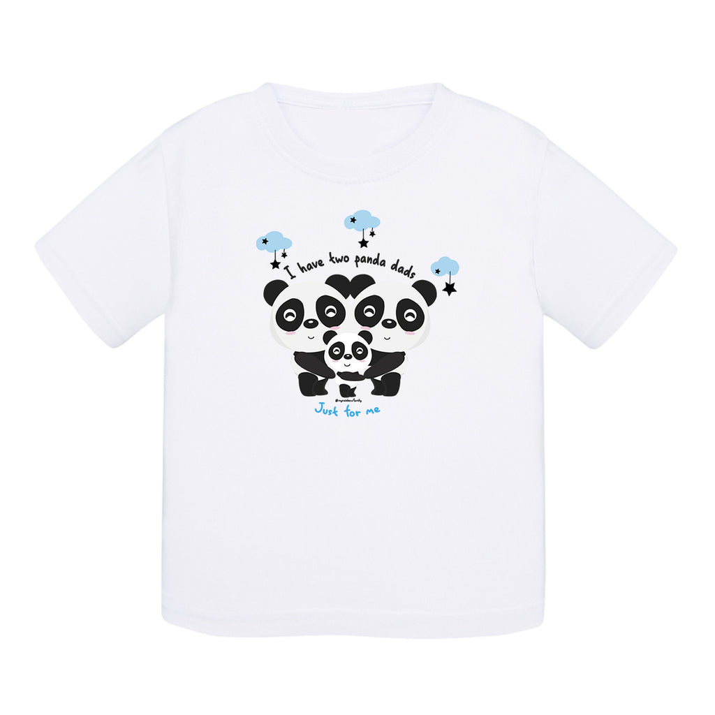 T-shirt baby cotton - Two panda dads - Blue - My Rainbow Family - Boutique homoparentalité