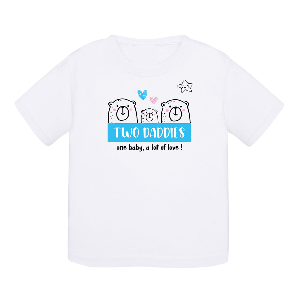 T-shirt baby cotton - Two dads, lots of love - Blue - My Rainbow Family - Boutique homoparentalité