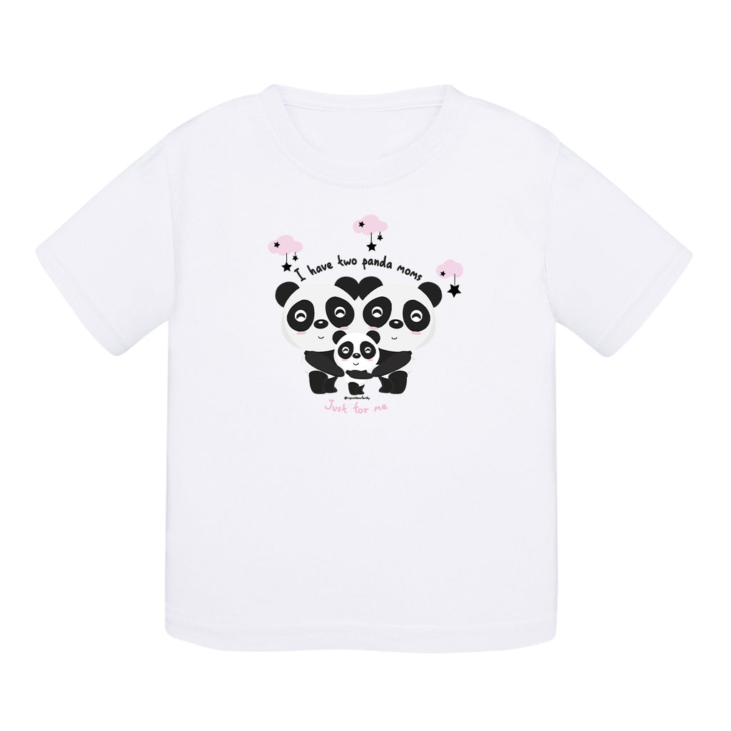 T-shirt baby cotton - Two mother pandas - Pink - My Rainbow Family - Boutique homoparentalité