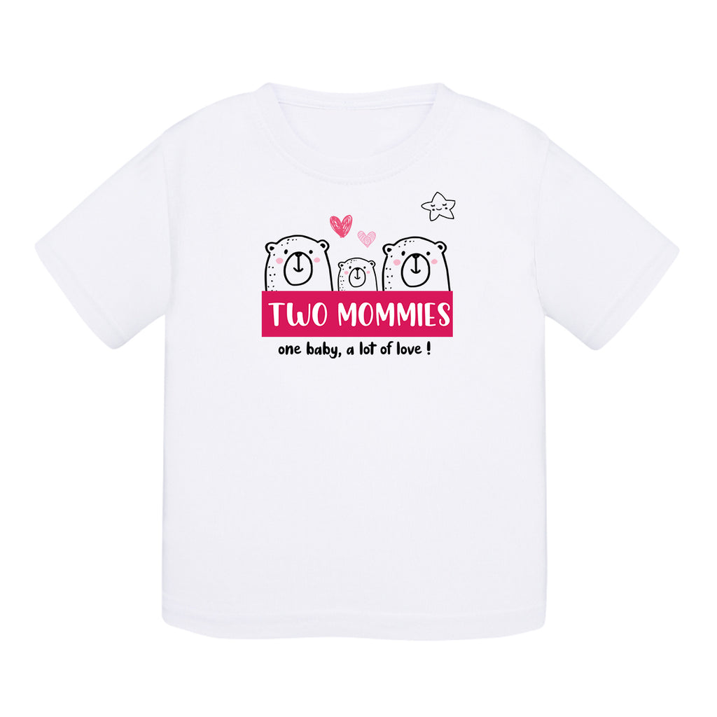 T-shirt baby cotton - Two mums, lots of love - Pink - My Rainbow Family - Boutique homoparentalité