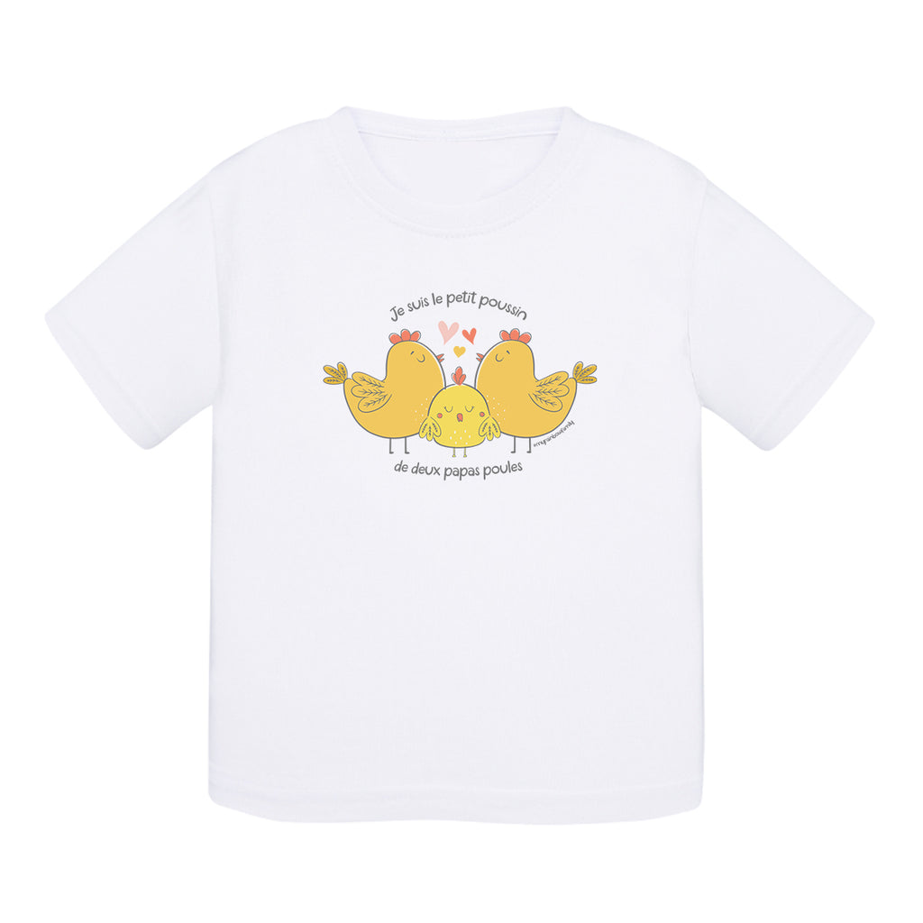 T-shirt bébé coton - Papas poules - My Rainbow Family - Boutique homoparentalité