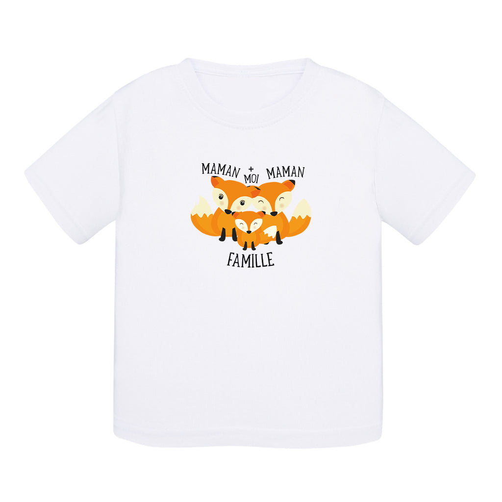 T-shirt bébé coton - Deux mamans renards - My Rainbow Family - Boutique homoparentalité
